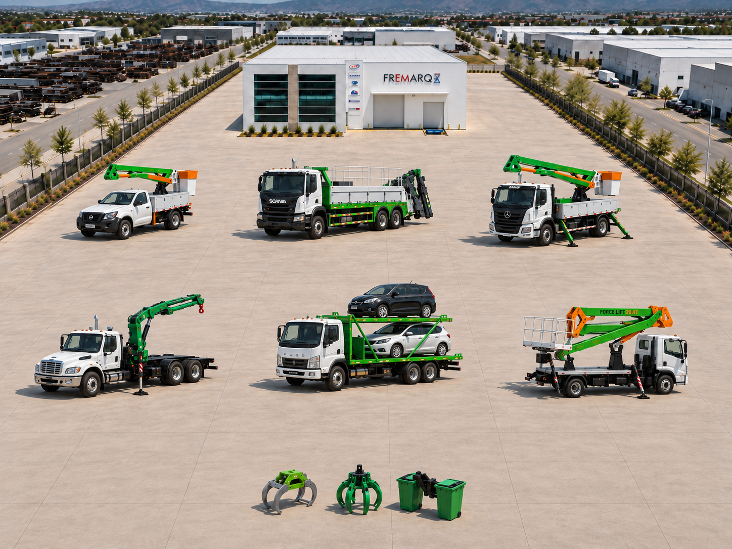 Panoramic view of Fremarq lifting and cargo equipment yard